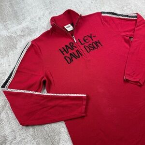 Harley-Davidson 1/4 zip knit sweater men’s size XL red spelled out embroidered